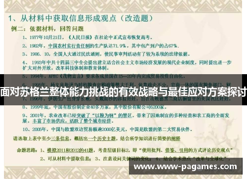 面对苏格兰整体能力挑战的有效战略与最佳应对方案探讨